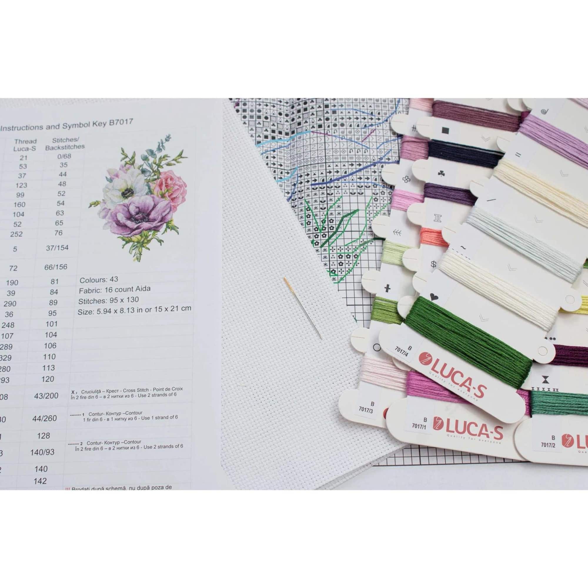 Luca-S Anemone Counted Cross Stitch Kit